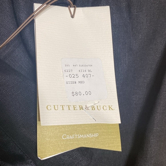 Cutter & Buck black semi sheer long sleeve LINEN button up top size Medium NWT - Picture 9 of 10